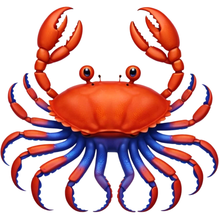 a red crab with two claws and a blue octopus are friends emoji