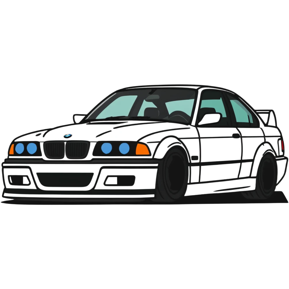 BMW E36 car with a mustache emoji