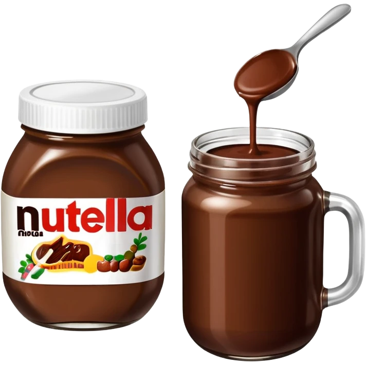 Nutella with a spoon. The glas of Nutella is almost empty  emoji
