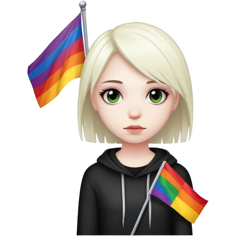 emo girl with lesbian flag emoji