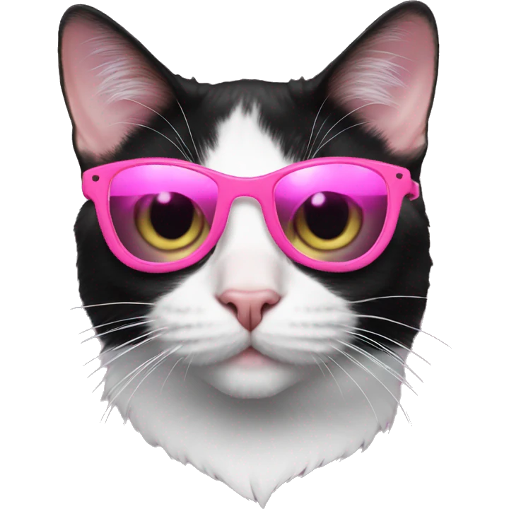 Tuxedo cat with pink sunglasses emoji