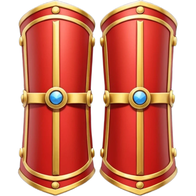 Ares bracers object icon, pair of ancient Greek war bracers, red black gold theme, engraved patterns, heavy armor style, 3D cartoon, mobile game icon style, centered, clean background, no text, no watermark

 emoji