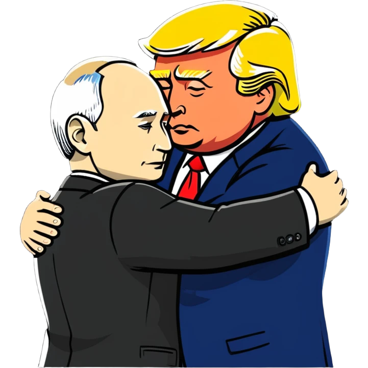 Putin and Trump hugging emoji