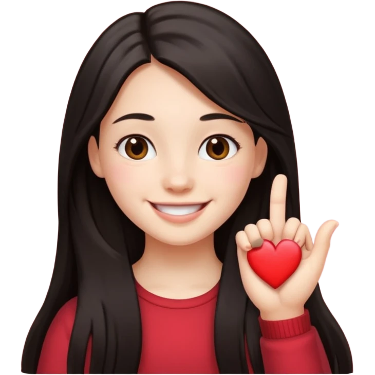 girl with dark long hair mini heart thumbs emoji