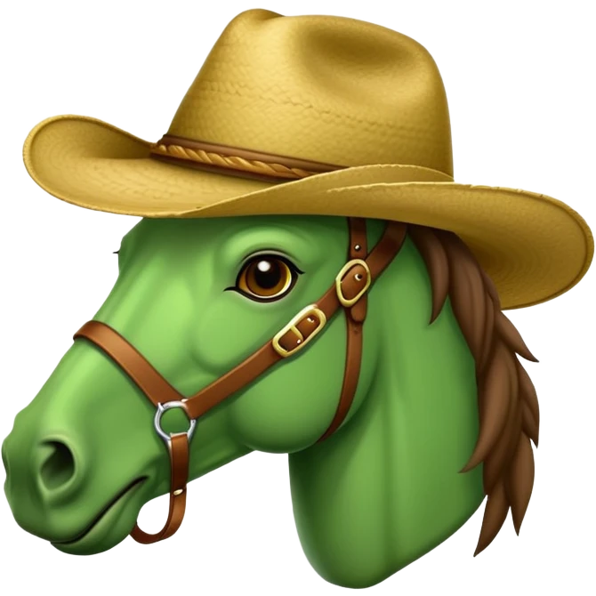 Caballo con cara de rana y sombrero vaquero  emoji