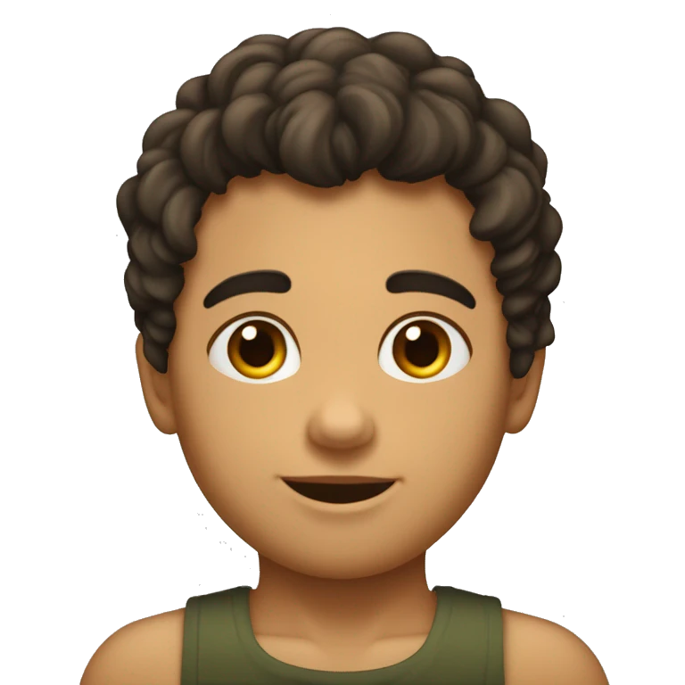 niño de piel morena con pelo moreno rizado muy corto ojos oscuros emoji