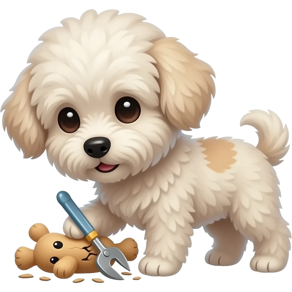 Very small fluffy together, dog fixing emoji