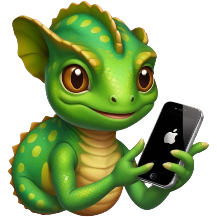 Chameleon using an iPhone emoji