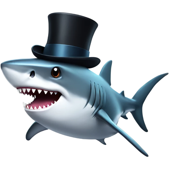 Shark with a top hat emoji