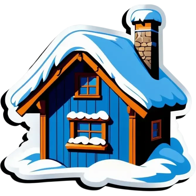 Blaue Holzhütte, im Winter emoji
