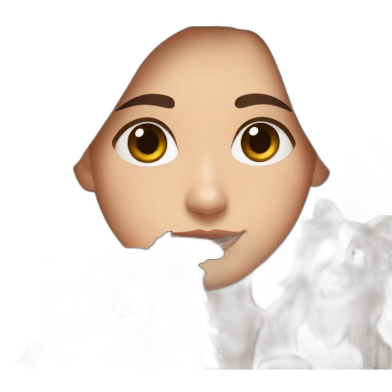 black border collie and woman with long brown hair emoji