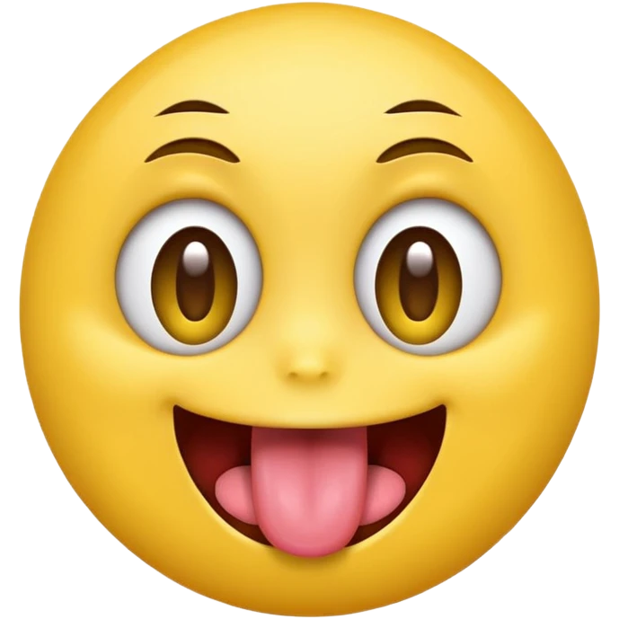 Yellow emoji face with wide eyes sticking tongue out really far emoji
