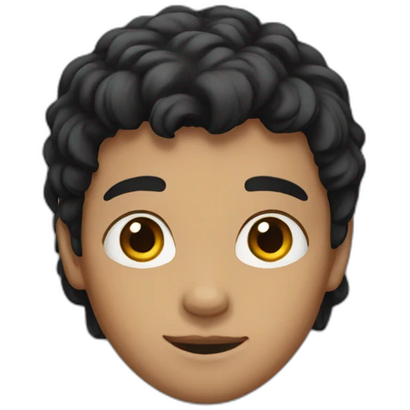 Boy with slightly brown skin, black hair and Placed in front of the hair emoji