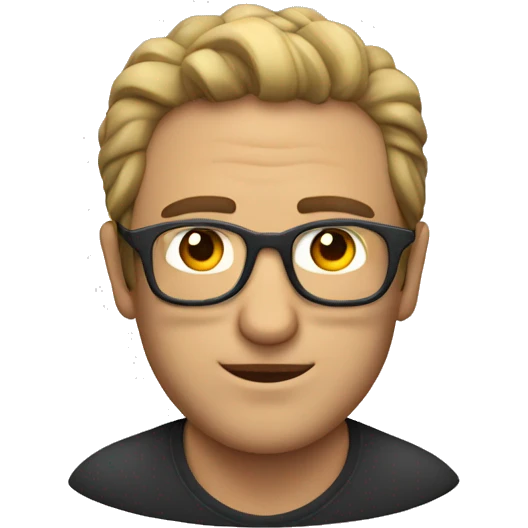 Hombre sin pelo en la cabeza y con lentes emoji