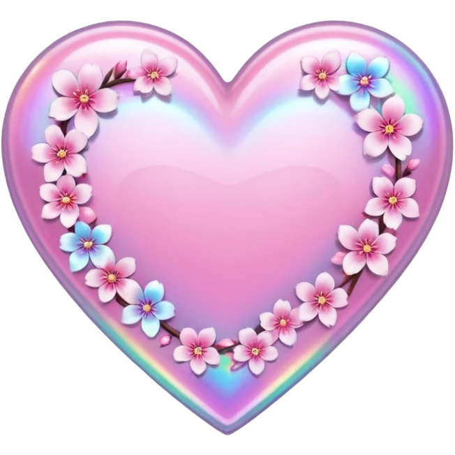 sakura heart with a holographic border emoji