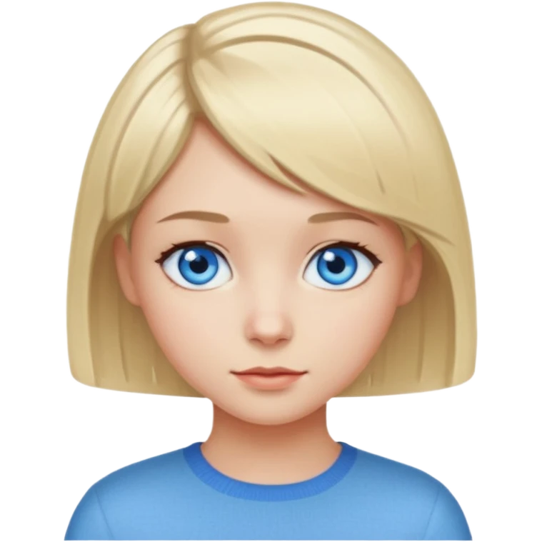 Светловолосая девушка с голубыми глазами и с прической короче каре emoji