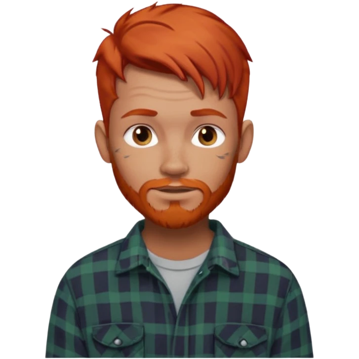 Hombre, pelirrojo,piel tatuado,camisa franela emoji