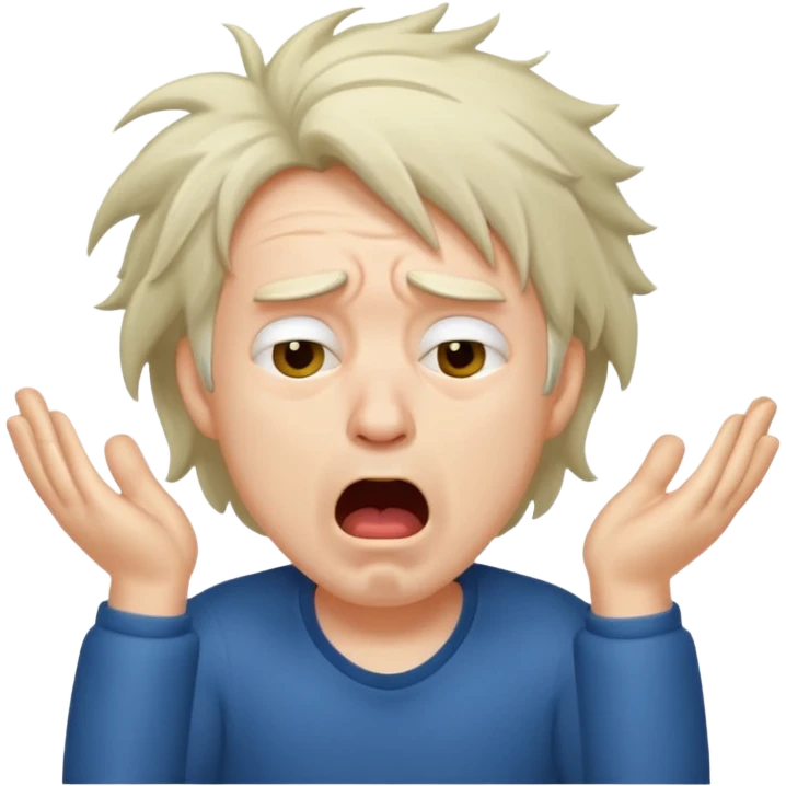 Weak man with disheveled hair yawning emoji