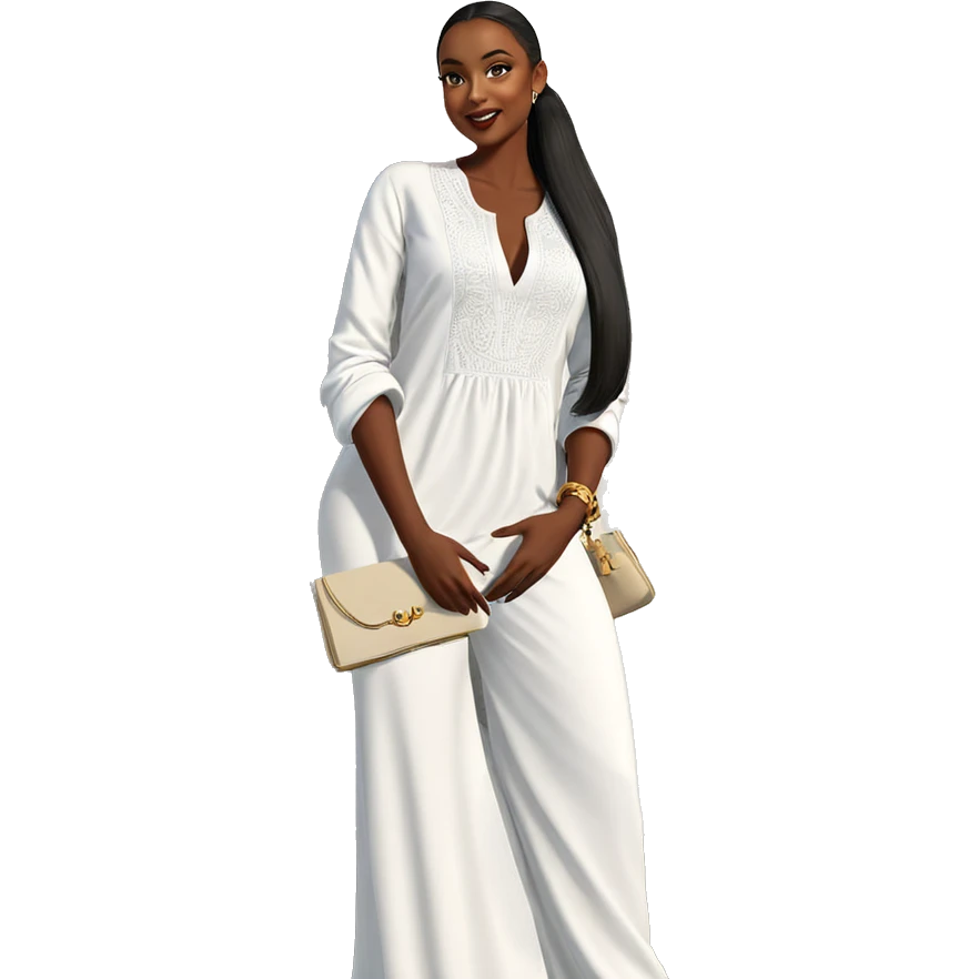 elegant dark-skinned beauty in white emoji