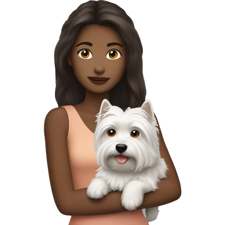 Brunette girl with westie emoji
