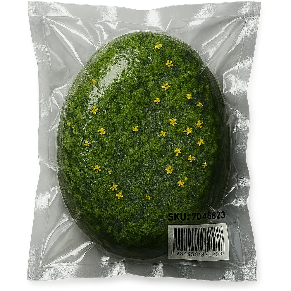 smooth stone with thick moss and scattered small flowers, glossy emoji