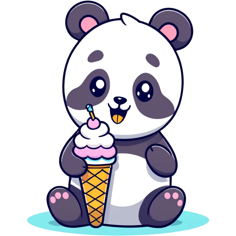 Panda eating ice cream emoji