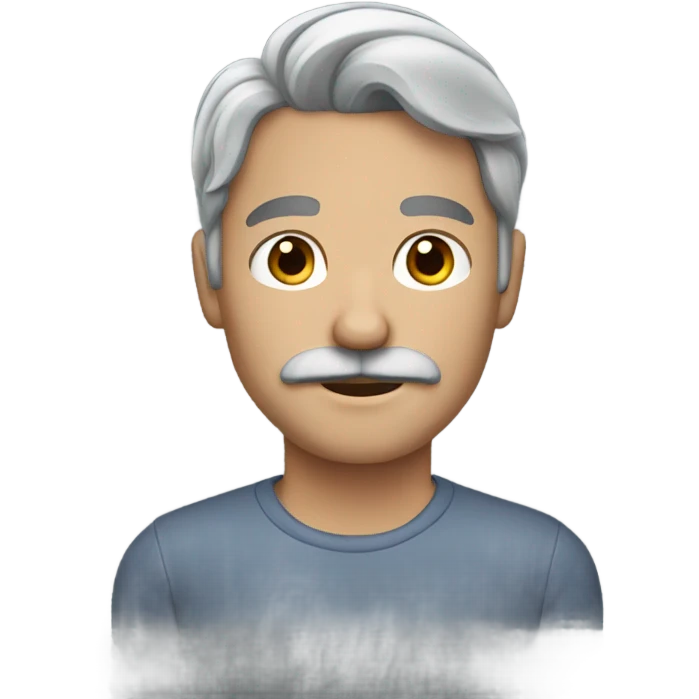 Brunette hair man with gray mustache emoji