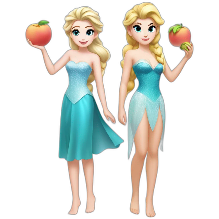 Elsa and princess peach beach emoji