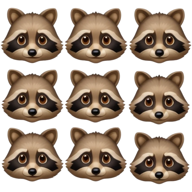 A set of emotions featuring a painted raccoon emoji
