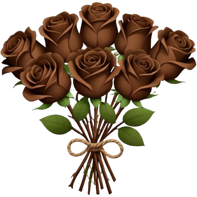 Bouquet of the darkest  brown roses in a paper package emoji