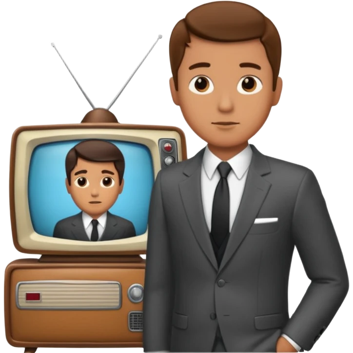 a man Infront of a vintage TV emoji