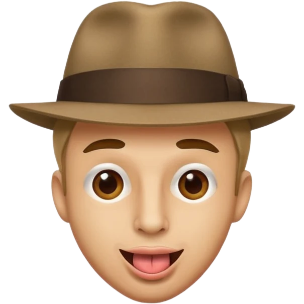 Man wearing fedora with an eyebrow raised and tongue out  emoji