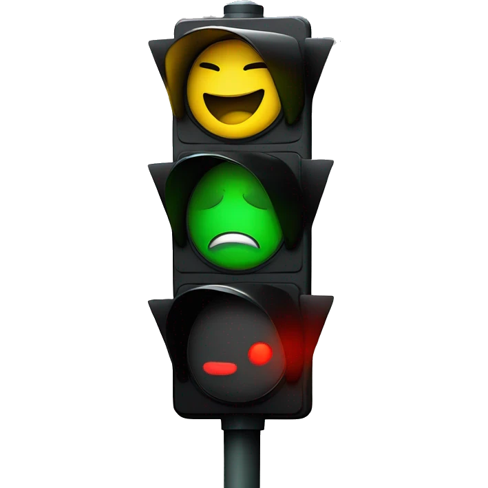 traffic light with happy, normal, and mad face emoji
