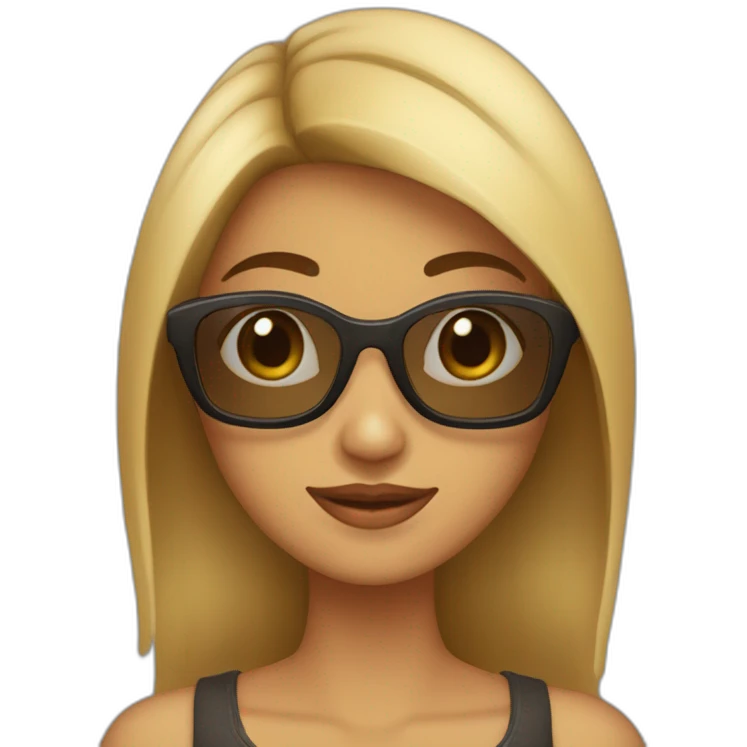 Chica morena con pelo largo y gafas marrones emoji