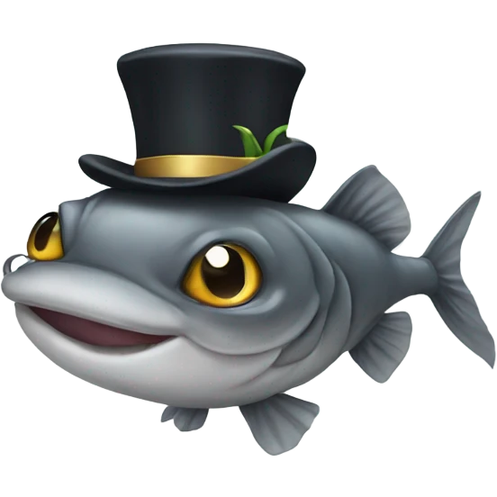Catfish wearing a top hat emoji