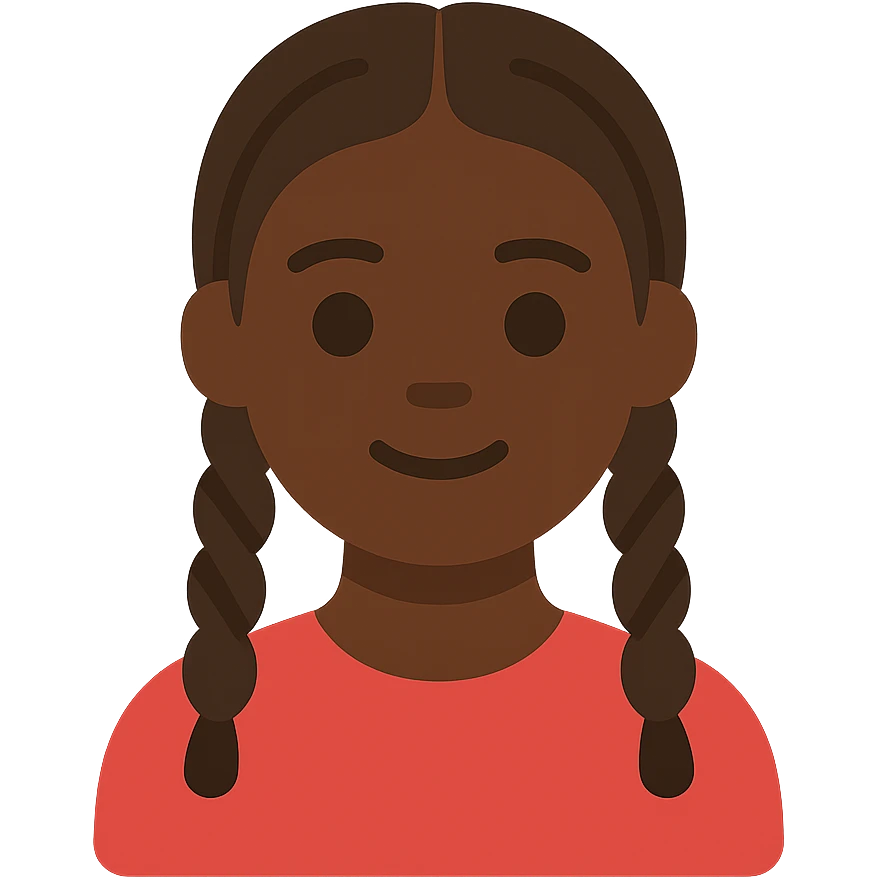 dark skin girl with braids wearing a red shirt emoji