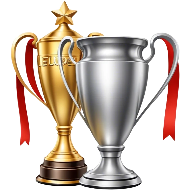 Champions League cup next to Europa League cup emoji