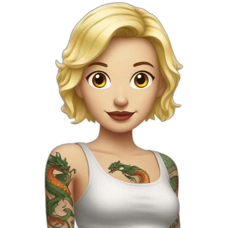 femme blonde avec tatouages de dragon sur les jambes emoji