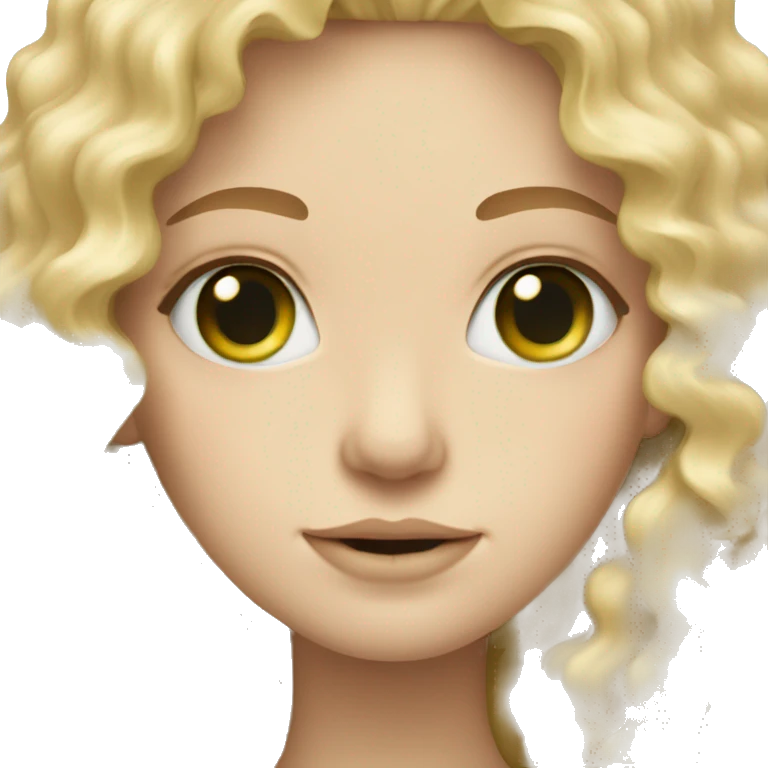 green eyed blonde curly long haired white skin girl emoji