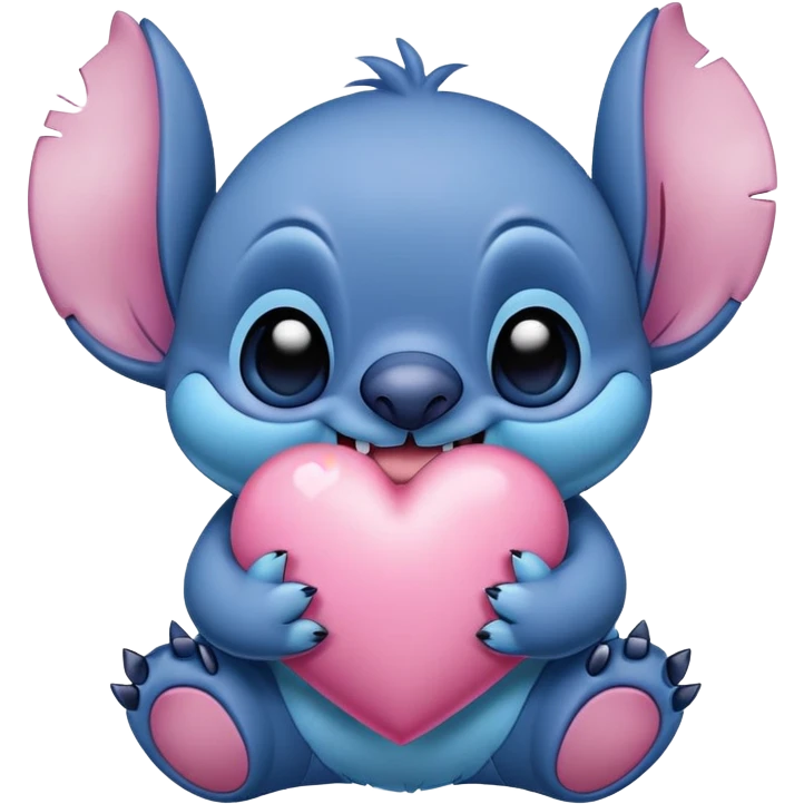 Stitch holding a pink heart  emoji