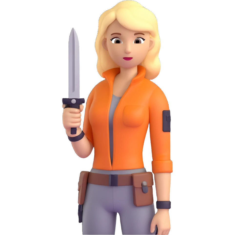 Blonde outdoorsy woman with a survival knife emoji
