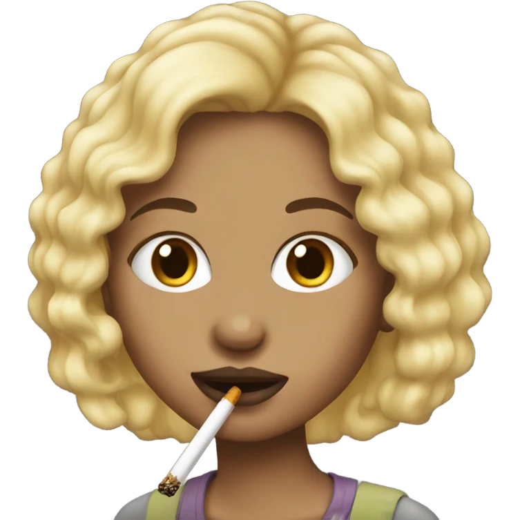 Black an blonde hair girl smoking emoji