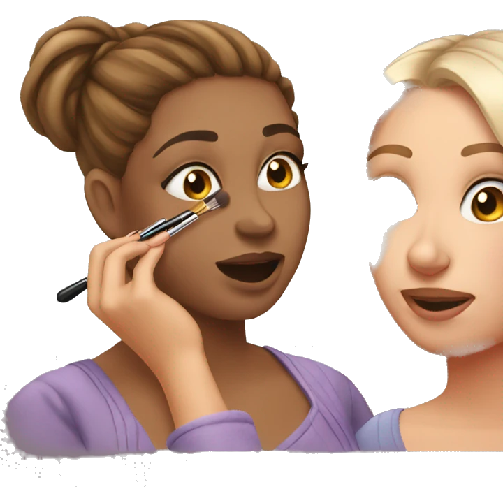 "A girl doing makeup on her friend." emoji