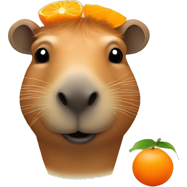 Capybara with a tangerine on its head  emoji