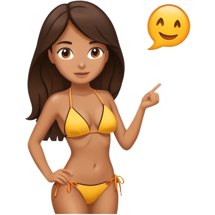 Девушка брюнетка в бикини emoji
