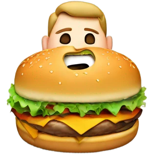 A fat man eating a burger emoji