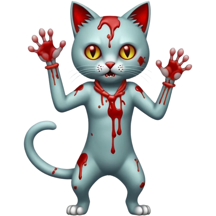 bloody  zombie cat full body with action pose emoji