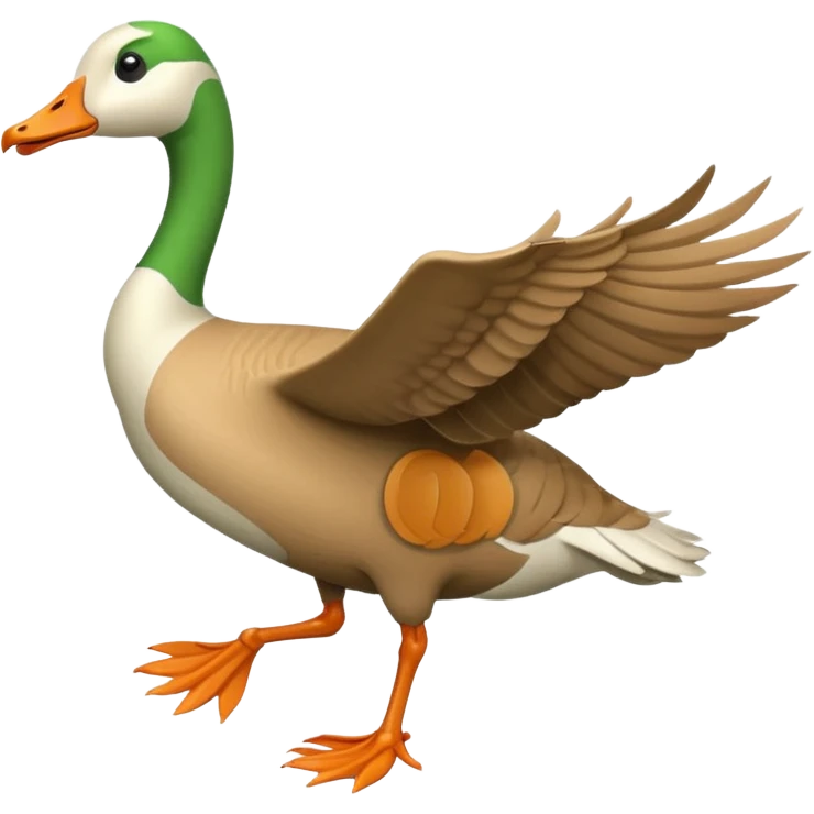 Emoji of a running goose with a very long neck and two legs. Use 🪿 shape but color it bright green (#39C700). The legs should look actively running with motion. The wings must be tightly folded against the body, not flapping or extended. emoji