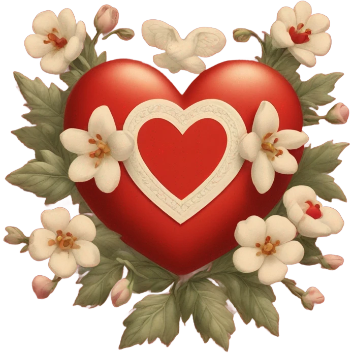 vintage valentine’s day card red emoji