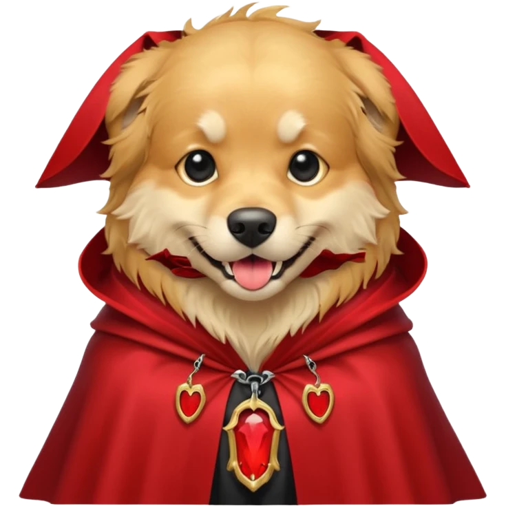 Goldern Vampire Dog in red collar cloak emoji